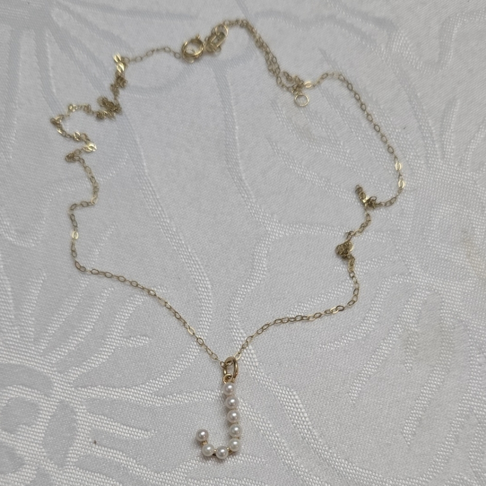 Elegant Gold Necklace with Pearl Initial Pendant